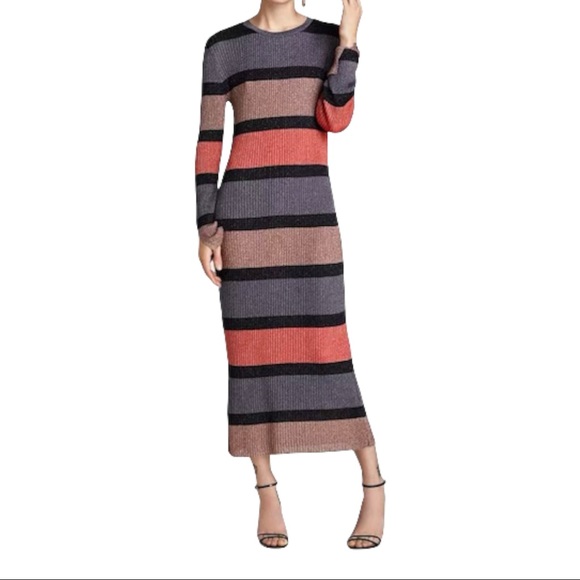 Zara Dresses & Skirts - Zara Striped Metallic Maxi Long Sleeve Knit Dress